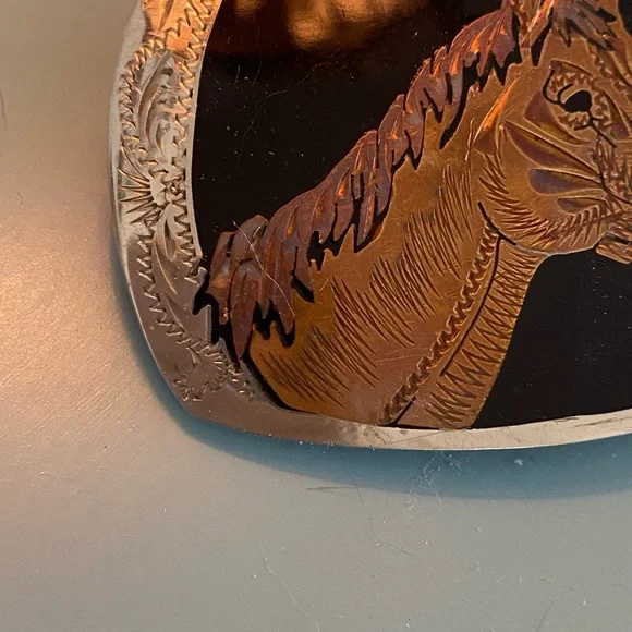 Silver Horse Engraved Belt Buckle